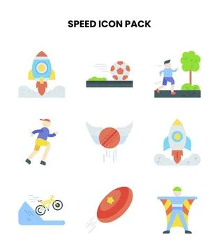 Speed Flat Graphics Icons Pack Stock Illustration