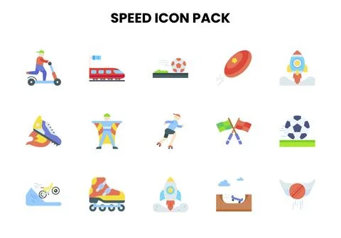 Speed Flat SVG Icons Pack Illustrazione stock