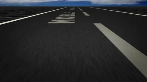 Speed flight 5g text on road loop Stock-Footage 154643830