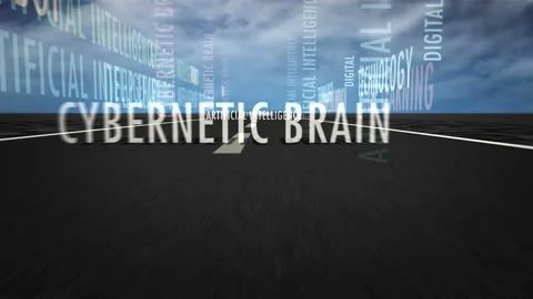 Speed flight Artificial intelligence text on road loop Stock Footage 151590664