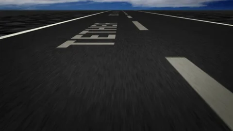 Speed flight Bitcoin text on road loop Stock Footage 152972486