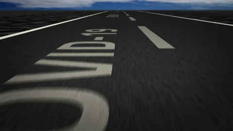 Speed flight Covid-19 text on road loop Stock Footage 151819089