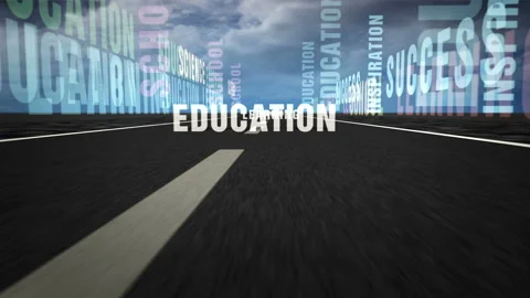 Speed flight Education text on road loop Stock Footage 151253448