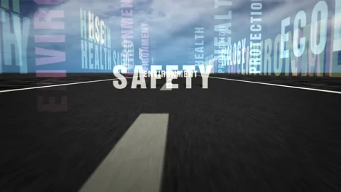 Speed flight HSE text on road loop Stock Footage 151889413
