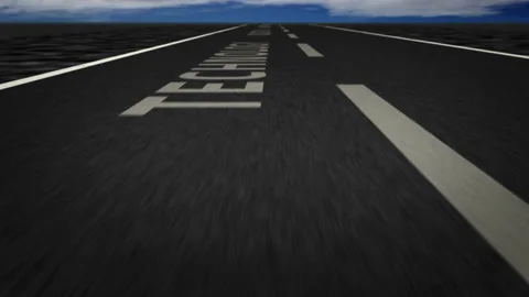 Speed flight Industry 4.0 text on road loop Stock Footage 155848744