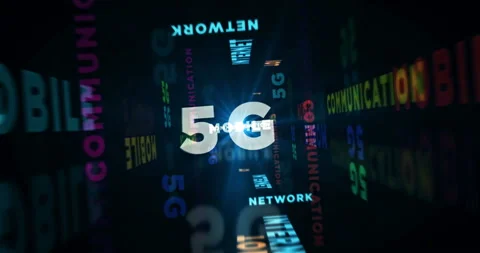 Speed flight over 5g text loop abstract concept Stock Footage 154643491