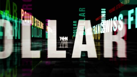 Speed flight over Currency text loop abstract concept Stock Footage 153578481