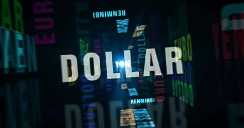 Speed flight over Currency text loop abstract concept Stock Footage 153578567