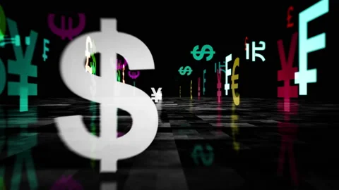 Speed flight over Currency text loop abstract concept Stock Footage 153921588