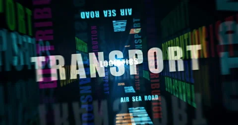 Speed flight over Transport text loop abstract concept Video stock 154375474