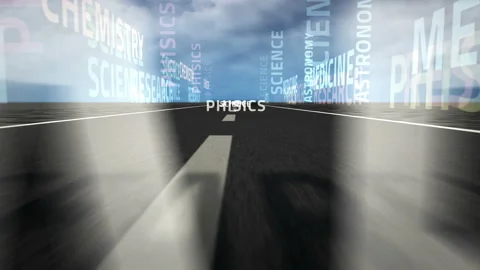 Speed flight Science text on road loop Stock Footage 156756220
