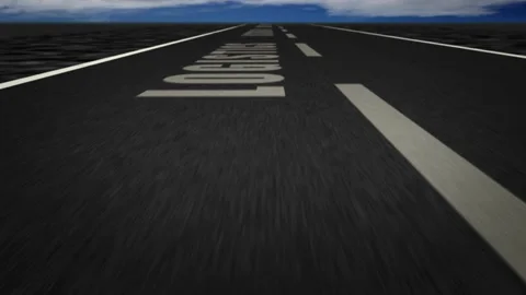 Speed flight Transport text on road loop Stock Footage 154374733