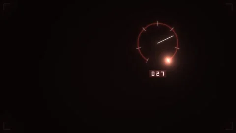 Speed gauge showing an increasing value with glowing Video stock 338246605