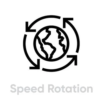 Speed Globe Rotation flat icon. Editable Line Vector. 스톡 일러스트