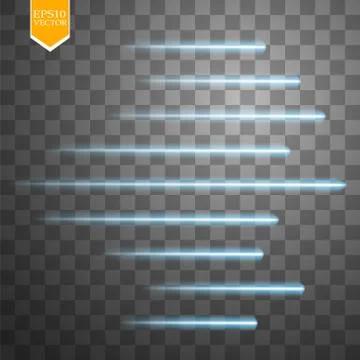 Speed glow lines isolated. Set of motion signs. Vector illustration. Stock Illustration