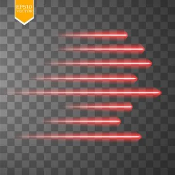 Speed glow red lines isolated. Set of motion signs. Vector illustration. Illustrazione stock