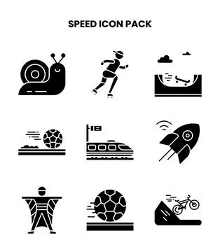 Speed Glyph Bundle Icons Pack Stock Illustration