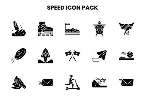 Speed Glyph Graphics Icons Pack Stock Illustration
