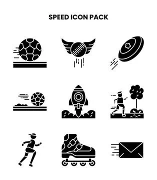 Speed Glyph Icons Pack Stock Illustration