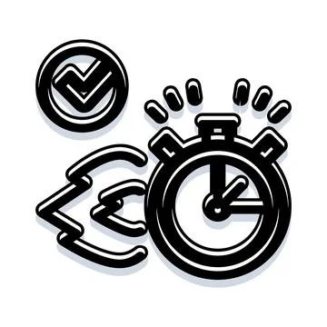 Speed icon check mark stopwatch time concept Stock Illustration