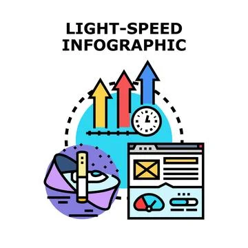 Speed infographic showing fast performance metrics data Illustrazione stock