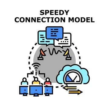 Speed internet connection model transferring data fast Stock Illustration