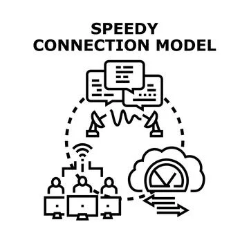 Speed internet connection model transferring data fast Stock Illustration
