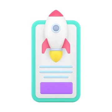 Speed internet smartphone application with rocket fast web site server 3d i.. Stock Illustration