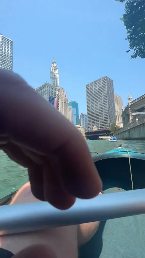 Speed kayaking through Chicago Stock Footage 248153213