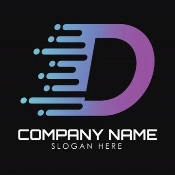 Speed Letter D Logo Design Template. Motion Speed Alphabet D Stock Illustration