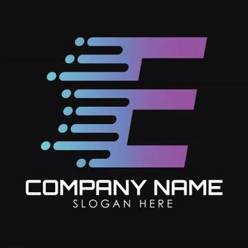 Speed Letter E Logo Design Template. Motion Speed Alphabet E Illustrazione stock