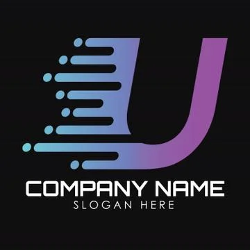 Speed Letter U Logo Design Template. Motion Speed Alphabet U Stock Illustration