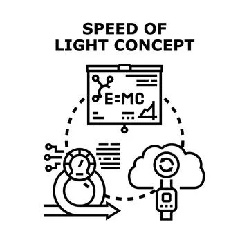 Speed of light concept illustration physics equation Stock Illustration