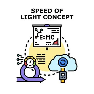 Speed of light concept illustration physics equation Stock Illustration