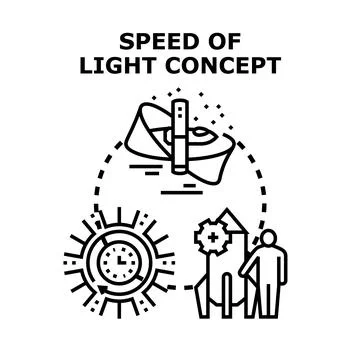 Speed of light concept science research velocity Stock Illustration