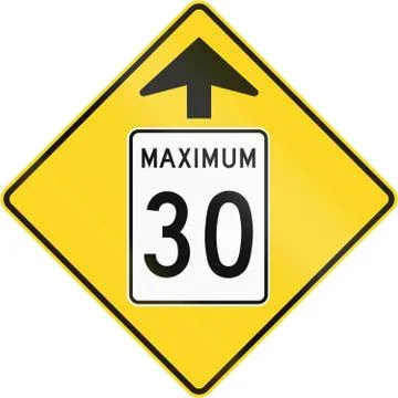 Speed Limit 30 Ahead in Canada Stock Illustration