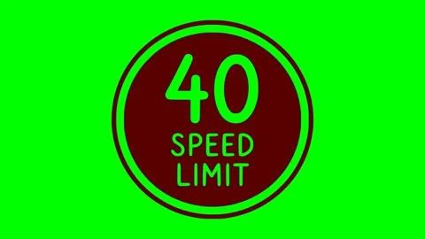Speed limit 40 sign red fash animation Stock Footage 345263668