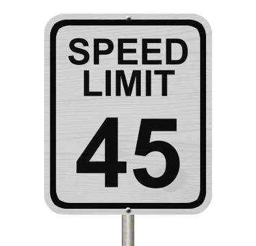 Speed limit 45 sign Stock Photos