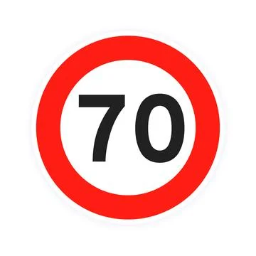 Speed limit 70 round road traffic icon sign flat style design vector Stock Illustration