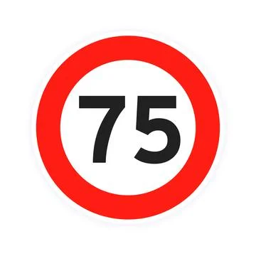 Speed limit 75 round road traffic icon sign flat style design vector Illustrazione stock