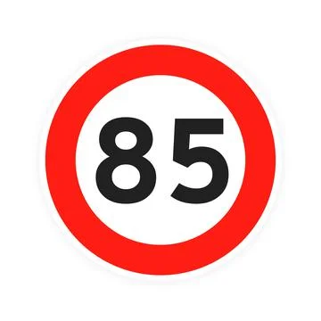 Speed limit 85 round road traffic icon sign flat style design vector Illustrazione stock