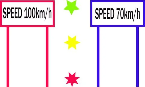 Speed limit board vector set with dual color scheme and star accents Stock-Illustration