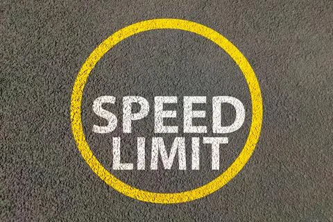 Speed limit circle painted on asphalt road for limiting traffic Speed Stock Illustration