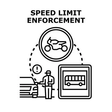 Speed limit enforcement concept outlining traffic regulation Stock Illustration