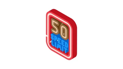 Speed limit highway road isometric icon animation Stock Footage 327275726