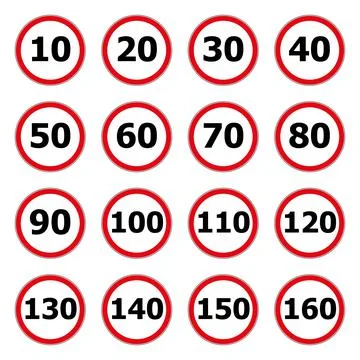 Speed limit icon isolated on white background. Symbol for speeding. Set of re Stock Illustration