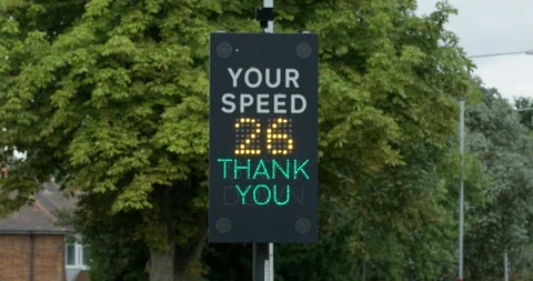 Speed Limit Lcd Screen Close Up Safety Sign to Signal Road Traffic.  Stock Footage 94723243