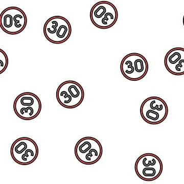 Speed limit road sign vector seamless pattern Stock Illustration