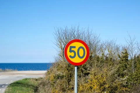 Speed limit roadsign Stock Photos