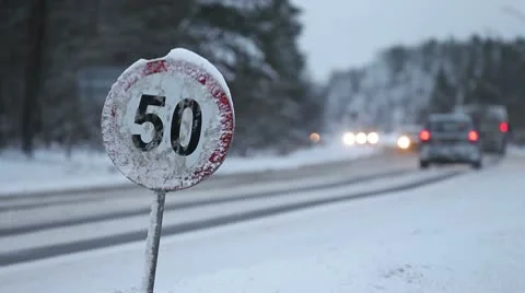 Speed limit sign Stock Footage 10574730